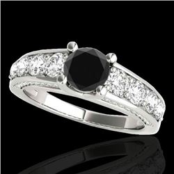 2.55 ctw Certified Black Diamond Solitaire Ring 10k White Gold - REF-121M4G