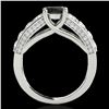 Image 2 : 2.55 ctw Certified Black Diamond Solitaire Ring 10k White Gold - REF-121M4G