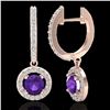 Image 2 : 1.75 ctw Amethyst & Micro Pave VS/SI Diamond Earrings 14k Rose Gold - REF-76H4R