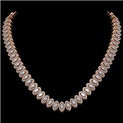 26.11 ctw Marquise Cut Diamond Micro Pave Necklace 18K Rose Gold - REF-2240Y2X