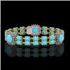 Image 1 : 15.27 ctw Turquoise & Diamond Bracelet 14K Yellow Gold - REF-263F6M