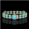 Image 2 : 15.27 ctw Turquoise & Diamond Bracelet 14K Yellow Gold - REF-263F6M