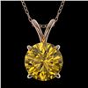 Image 1 : 1.53 ctw Certified Intense Yellow Diamond Necklace 10k Rose Gold - REF-233H2R