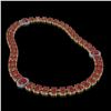 Image 2 : 43.13 ctw Ruby & Diamond Necklace 14K Yellow Gold - REF-527X3A