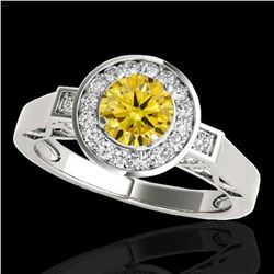 1.75 ctw Certified SI/I Fancy Intense Yellow Diamond Ring 10k White Gold - REF-259Y3X