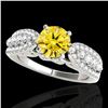 Image 1 : 1.7 ctw Certified SI/I Fancy Intense Yellow Diamond Ring 10k White Gold - REF-215X5A