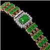 Image 2 : 18.41 ctw Jade & Diamond Bracelet 14K Rose Gold - REF-318M2G