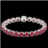 Image 2 : 46 ctw Ruby & Micro Pave VS/SI Diamond Bracelet 14k White Gold - REF-345R5K