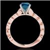 Image 2 : 1.5 ctw SI Certified Fancy Blue Diamond Solitaire Ring 10k Rose Gold - REF-163A6N