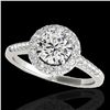 Image 1 : 1.5 ctw Certified Diamond Solitaire Halo Ring 10k White Gold - REF-177Y3X