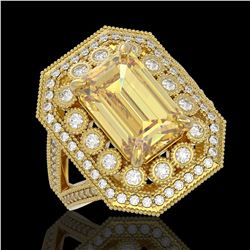 5.85 ctw Canary Citrine & Diamond Victorian Ring 14K Yellow Gold - REF-145N6F