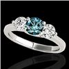 Image 1 : 2 ctw SI Certified Fancy Blue Diamond 3 Stone Ring 10k White Gold - REF-211K4Y
