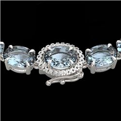 90 ctw Sky Blue Topaz & VS/SI Diamond Micro Necklace 14k White Gold - REF-281W8H