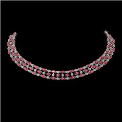 56.93 ctw Tourmaline & Diamond Necklace 10K White Gold - REF-709N3F