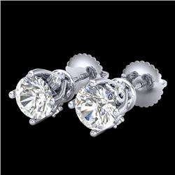 1.26 ctw VS/SI Diamond Solitaire Art Deco Stud Earrings 18k White Gold - REF-209A3N