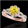 Image 1 : 1.69 ctw Certified SI/I Fancy Intense Yellow Diamond Ring 10k Rose Gold - REF-197H8R