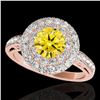 Image 1 : 2.25 ctw Certified SI/I Fancy Intense Yellow Diamond Ring 10k Rose Gold - REF-245A5N