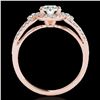 Image 2 : 1.25 ctw Certified Diamond Solitaire Halo Ring 10k Rose Gold - REF-190Y9X