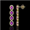 Image 2 : 5.56 ctw Amethyst & Diamond Micro Pave Halo Earrings 10k Yellow Gold - REF-143M6G