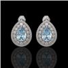 Image 1 : 7.15 ctw Aquamarine & Diamond Victorian Earrings 14K White Gold - REF-285W8H