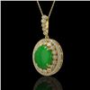 Image 1 : 9.17 ctw Jade & Diamond Victorian Necklace 14K Yellow Gold - REF-245F5M