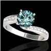 Image 1 : 1.15 ctw SI Certified Fancy Blue Diamond Bypass Ring 10k White Gold - REF-111A8N