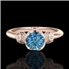 Image 2 : 1 ctw Intense Blue Diamond Engagment Art Deco Ring 18k Rose Gold - REF-107N3F