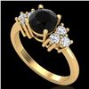 Image 1 : 1.5 ctw Fancy Black Diamond Engagment Ring 18k Yellow Gold - REF-120G2W