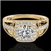 Image 1 : 1.3 ctw Certified Diamond Solitaire Halo Ring 10k Yellow Gold - REF-197F8M