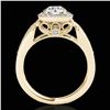 Image 2 : 1.3 ctw Certified Diamond Solitaire Halo Ring 10k Yellow Gold - REF-197F8M