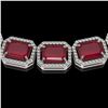 Image 3 : 84.94 ctw Ruby & Diamond Micro Pave Halo Necklace 10k White Gold - REF-930A2N