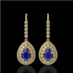 10.15 ctw Sapphire & Diamond Victorian Earrings 14K Yellow Gold - REF-272G2W
