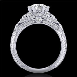 2 ctw VS/SI Diamond Solitaire Art Deco Ring 18k White Gold - REF-480F2M