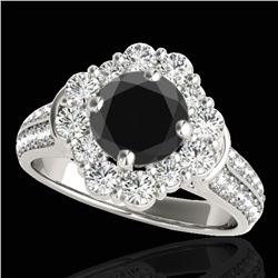 2.16 ctw Certified VS Black Diamond Solitaire Halo Ring 10k White Gold - REF-84G3W
