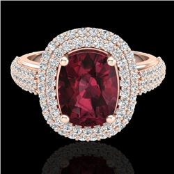 3.10 ctw Garnet & Micro Pave VS/SI Diamond Certified Ring 10k Rose Gold - REF-100X2A
