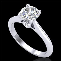 1.08 ctw VS/SI Diamond Solitaire Art Deco Ring 18k White Gold - REF-244X2A