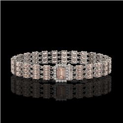24.91 ctw Morganite & Diamond Bracelet 14K White Gold - REF-354G5W