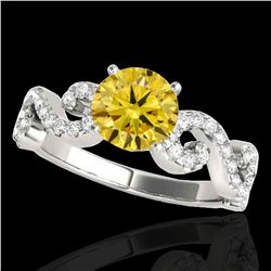 1.4 ctw Certified SI/I Fancy Intense Yellow Diamond Ring 10k White Gold - REF-190N9F