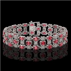 15.64 ctw Tourmaline & Diamond Row Bracelet 10K White Gold - REF-245H5R