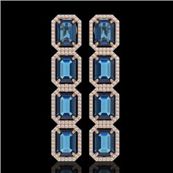 18.99 ctw London Topaz & Diamond Micro Pave Halo Earrings 10k Rose Gold - REF-184K4Y