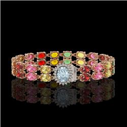 29.32 ctw Sapphire & Diamond Bracelet 14K Rose Gold - REF-312N2F