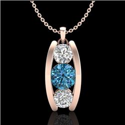 1.07 ctw Fancy Intense Blue Diamond Art Deco Necklace 18k Rose Gold - REF-123R6K