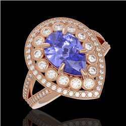4.52 ctw Certified Tanzanite & Diamond Victorian Ring 14K Rose Gold - REF-245N5F