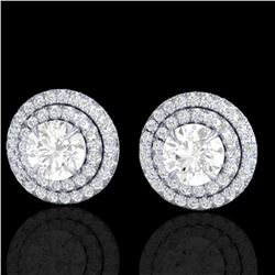 2 ctw Micro Pave VS/SI Diamond Certified Stud Earrings 18k White Gold - REF-263W6H