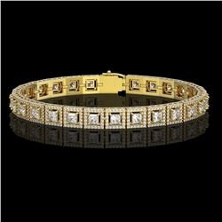 10.8 ctw Princess Cut Diamond Micro Pave Bracelet 18K Yellow Gold - REF-923G9W