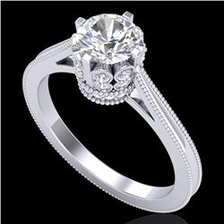 1.14 ctw VS/SI Diamond Art Deco Ring 18k White Gold - REF-220R5K