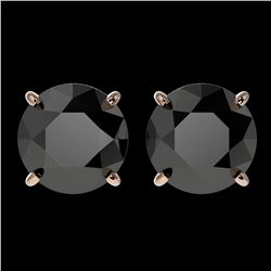 3 ctw Fancy Black Diamond Solitaire Stud Earrings 10k Rose Gold - REF-60H3R