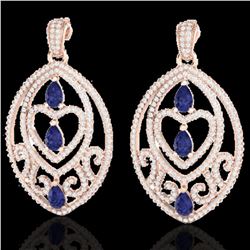 7 ctw Tanzanite & Micro Pave Diamond Heart Earrings 14k Rose Gold - REF-418F2M
