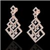 Image 1 : 3 ctw Micro Pave VS/SI Diamond Earrings Dangling 14k Rose Gold - REF-290K9Y