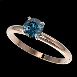 0.77 ctw Certified Intense Blue Diamond Engagment Ring 10k Rose Gold - REF-67K5Y